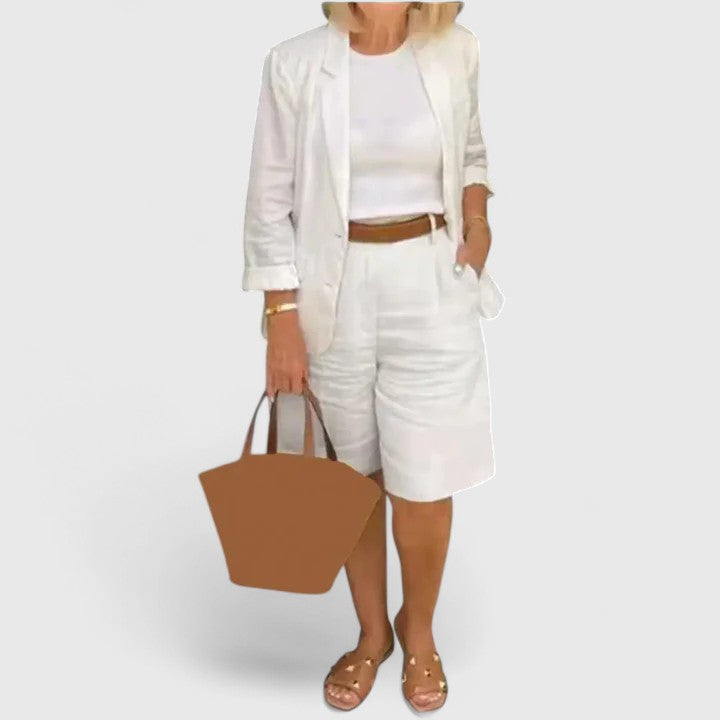 Adelaide – Open Front Blazer and Bermuda Shorts Set