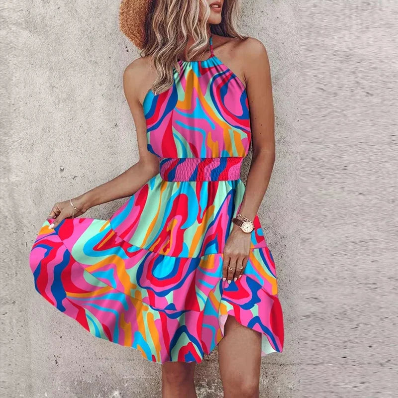 Cara – Floral Print Tiered Summer Mini Dress