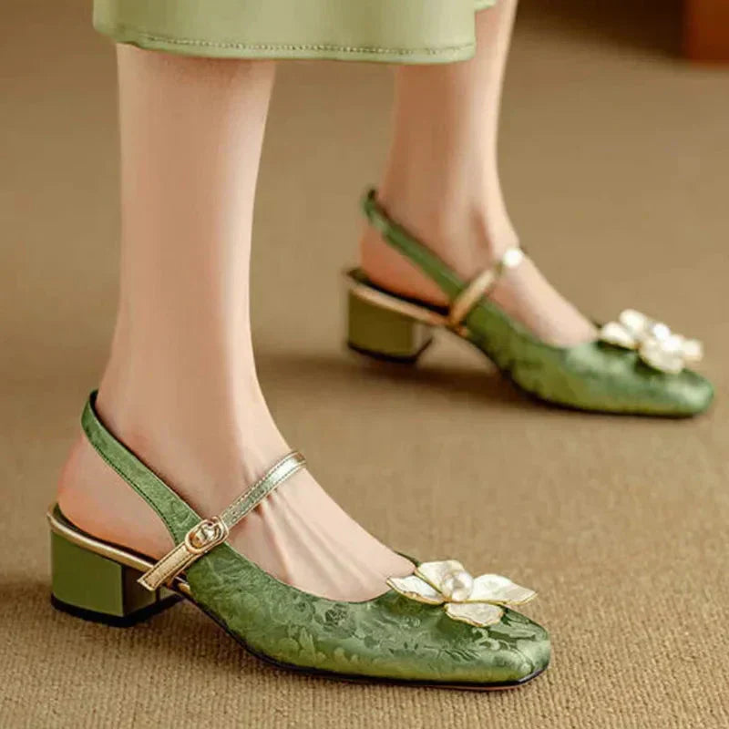 Wren – Floral Mary Jane Block Heel Pumps