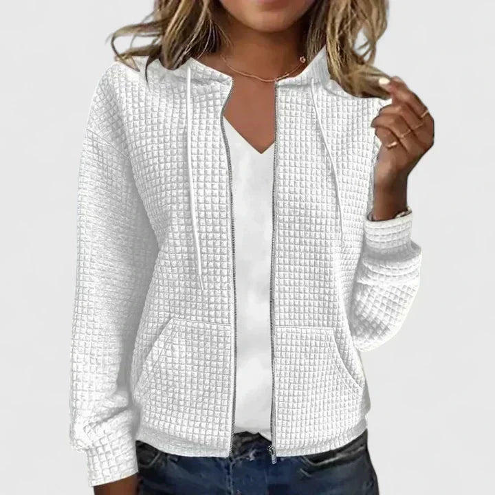 Madeline – Waffle Knit Zip Up Hoodie
