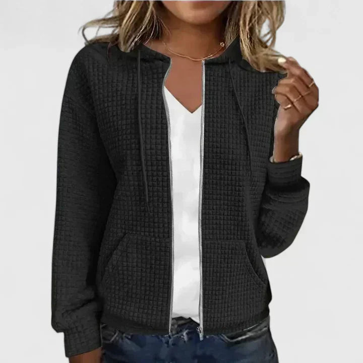 Madeline – Waffle Knit Zip Up Hoodie