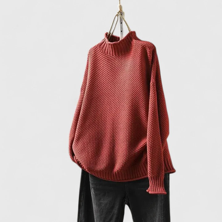 Natalie – Mock Neck Relaxed Knit Sweater