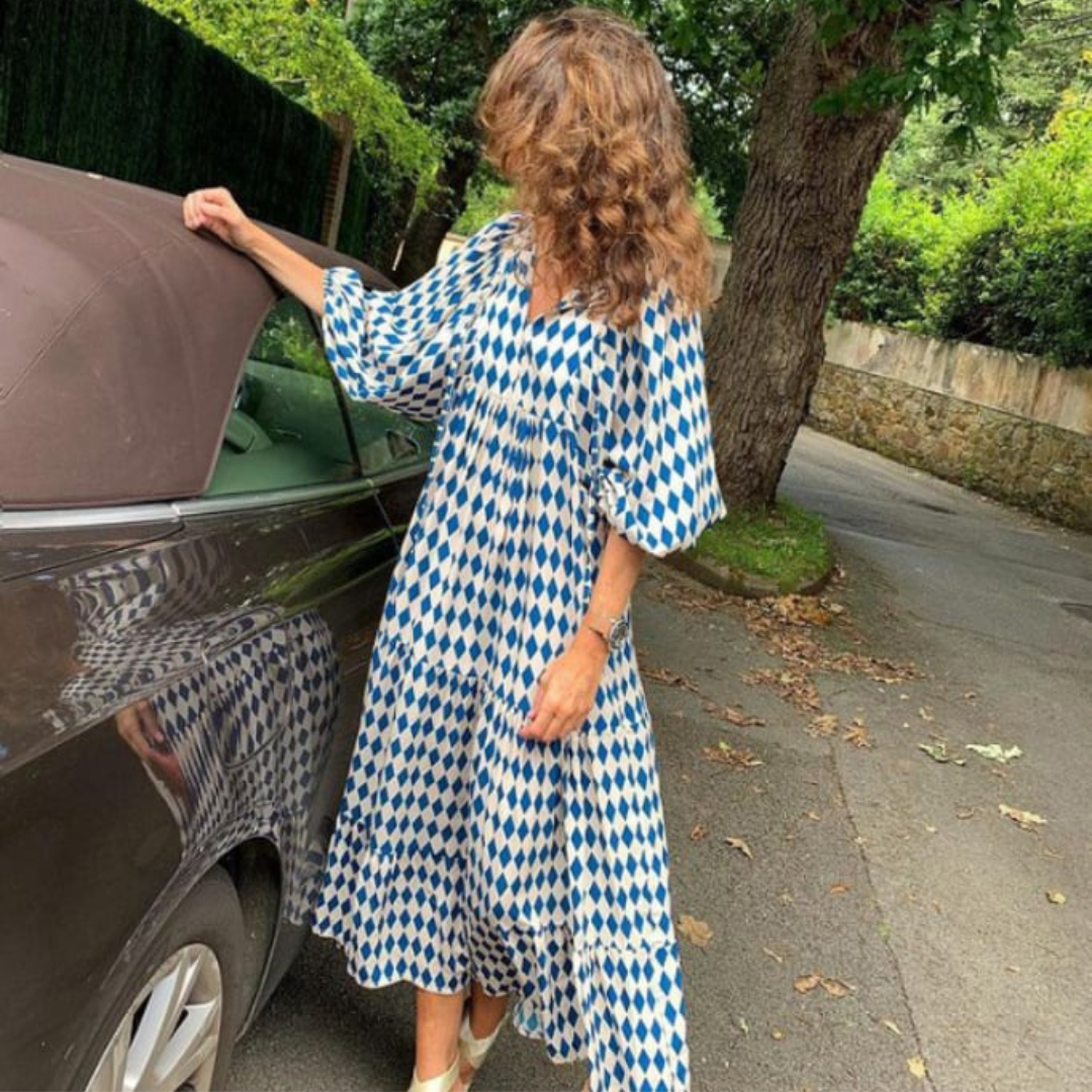 Signe – Ditsy Floral Puff Sleeve Boho Midi Dress