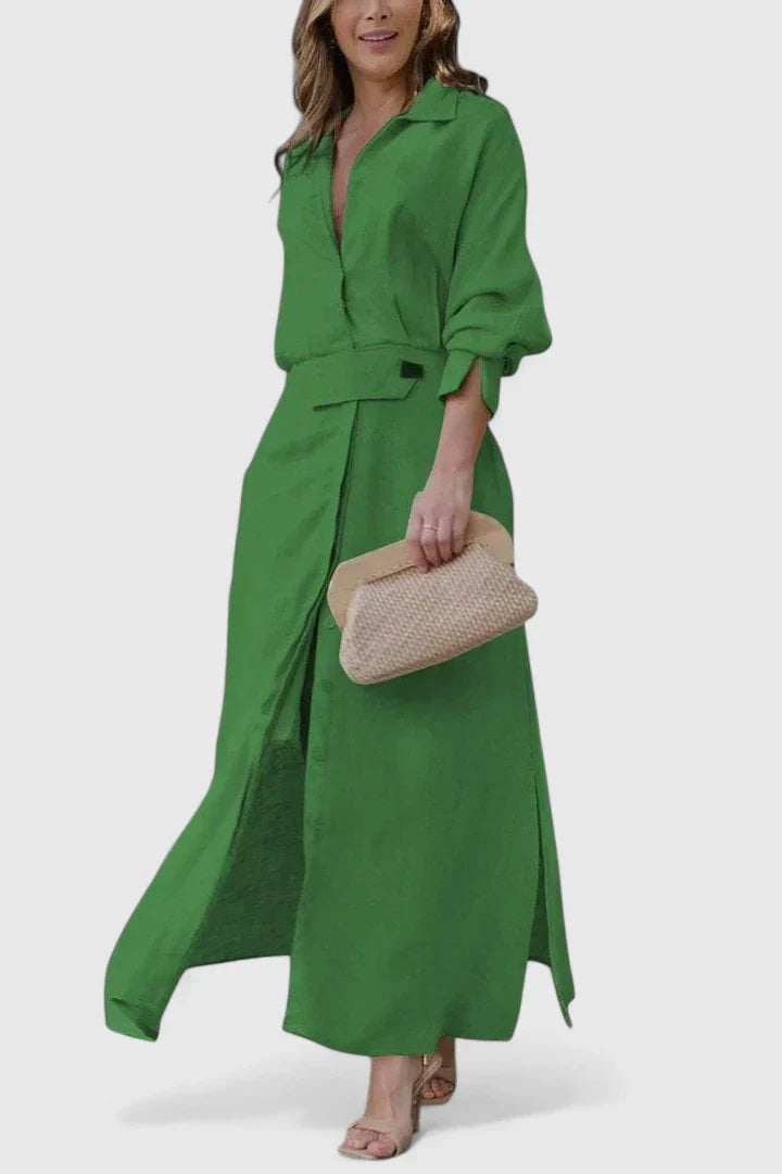 Bianca – Collared Long Sleeve Maxi Shirt Dress