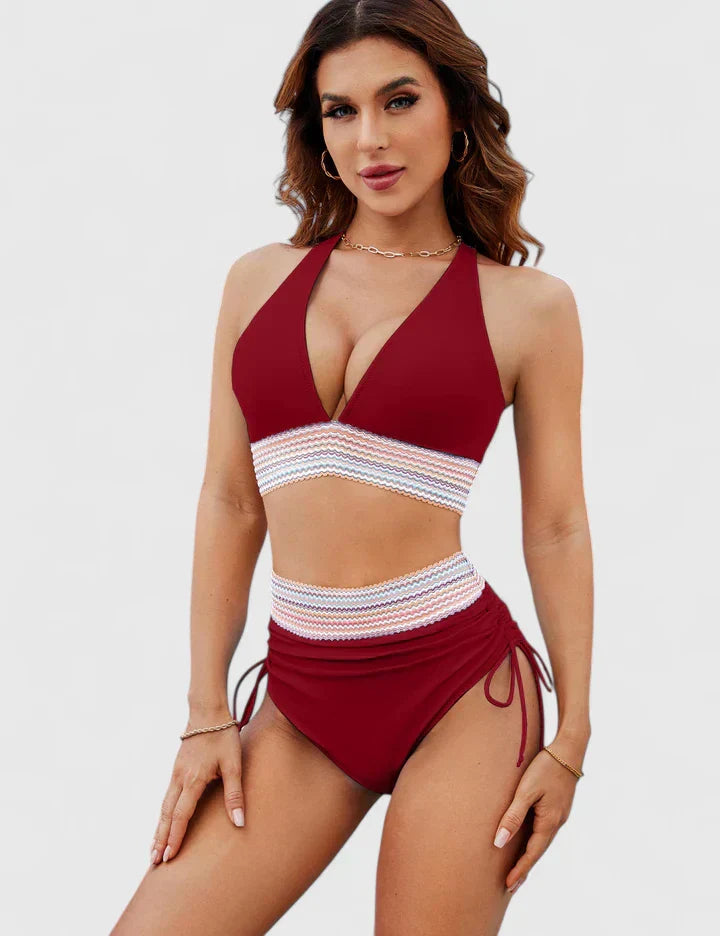 Savannah – Mesh V Neck High Waist Bikini Set