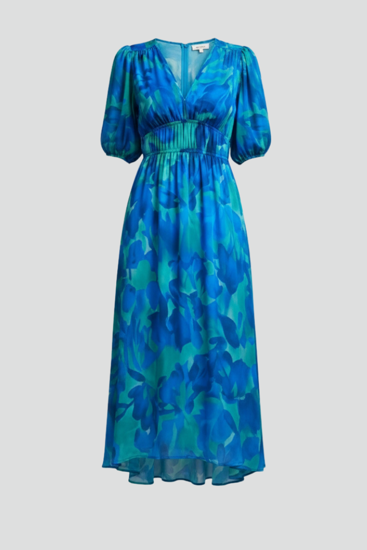 Kinsley – Floral V Neck Puff Sleeve Maxi Dress