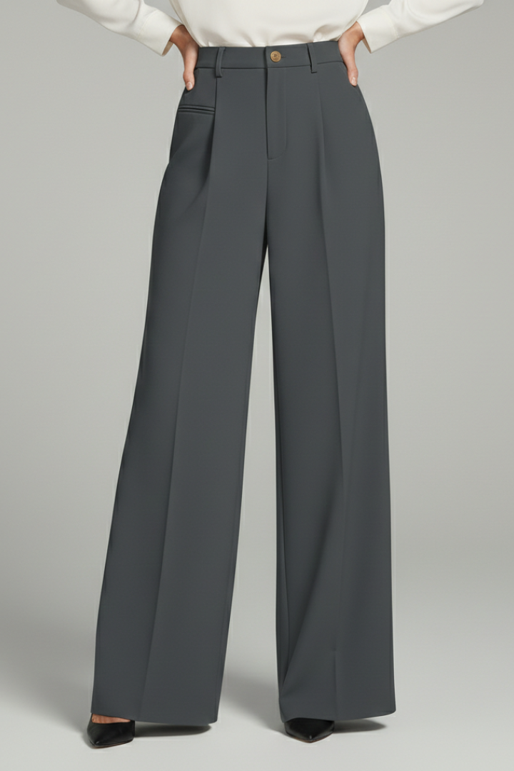 Emily – Pleated High Waist Straight Leg Pants