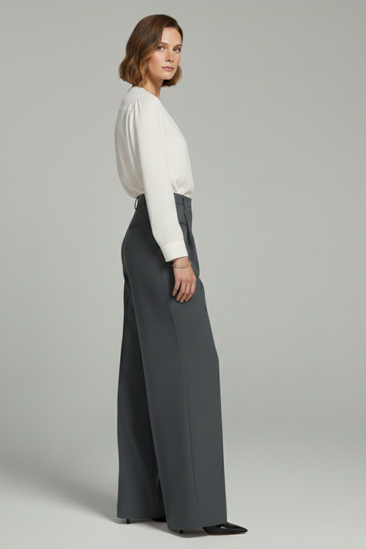 Emily – Pleated High Waist Straight Leg Pants