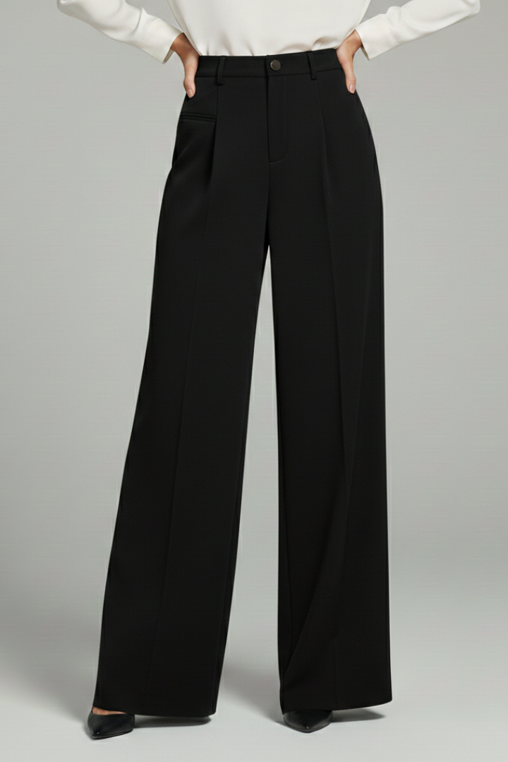 Emily – Pleated High Waist Straight Leg Pants