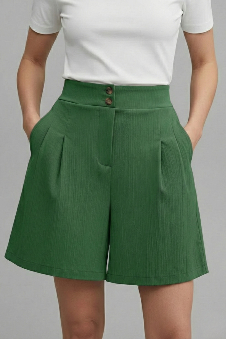 Eden – Pleated High Waist Wide Leg Shorts