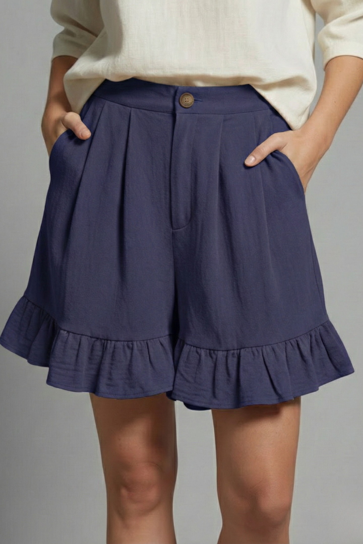 Camille – High Waist Ruffle Hem Shorts