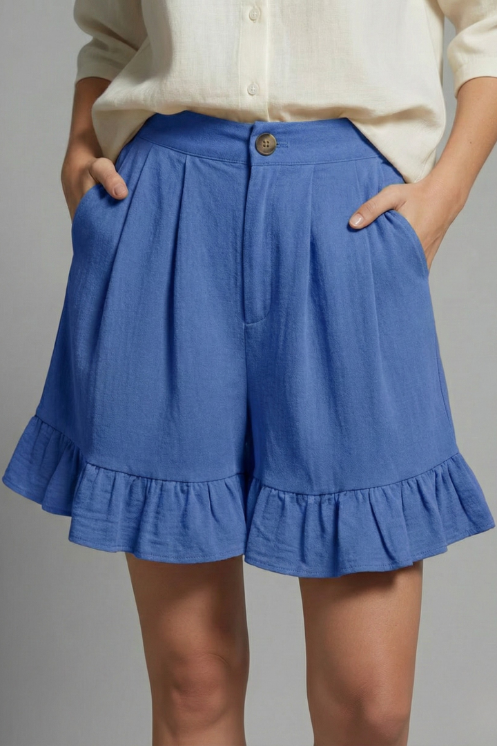 Rosabel – High Waisted Ruffle Hem Shorts