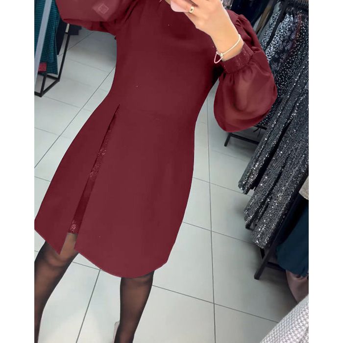 Evelyn – Balloon Sleeve A Line Mini Dress