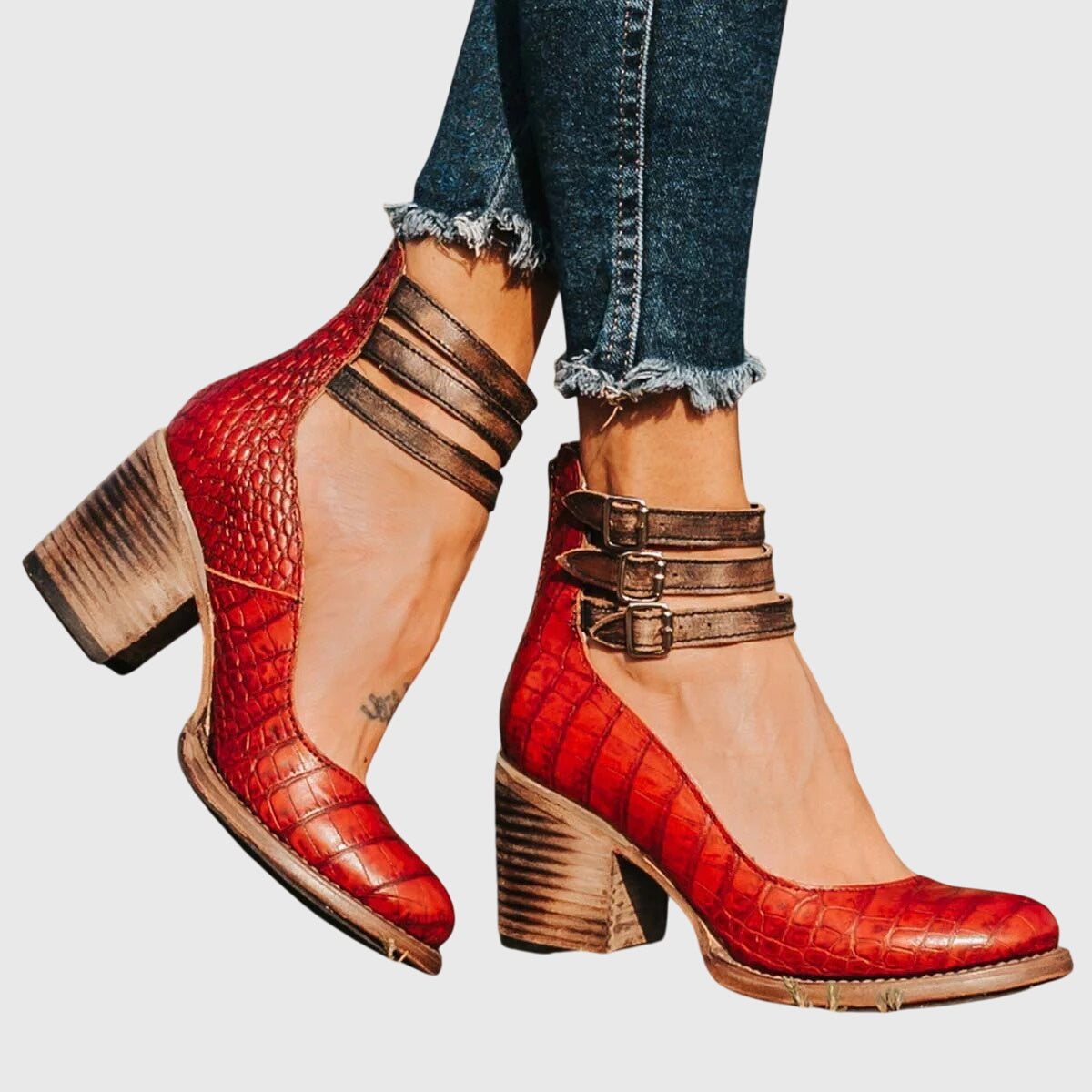 Margaret – Ankle Strap Chunky Block Heel Pumps