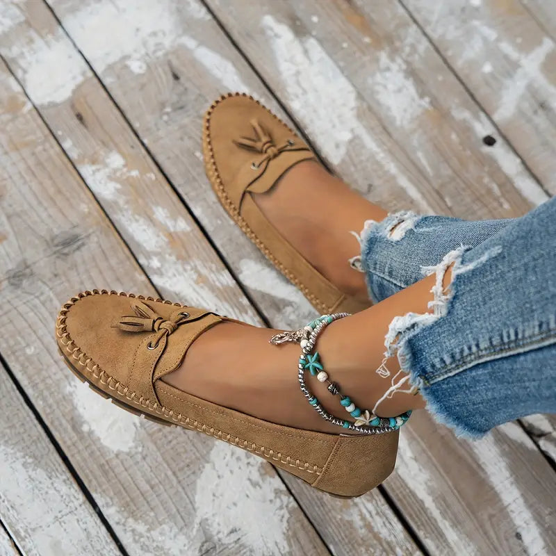 Josie – Suede Tassel Moc Toe Loafers