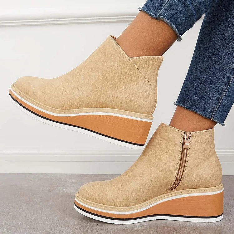 Maeve – Leather Wedge Ankle Boots