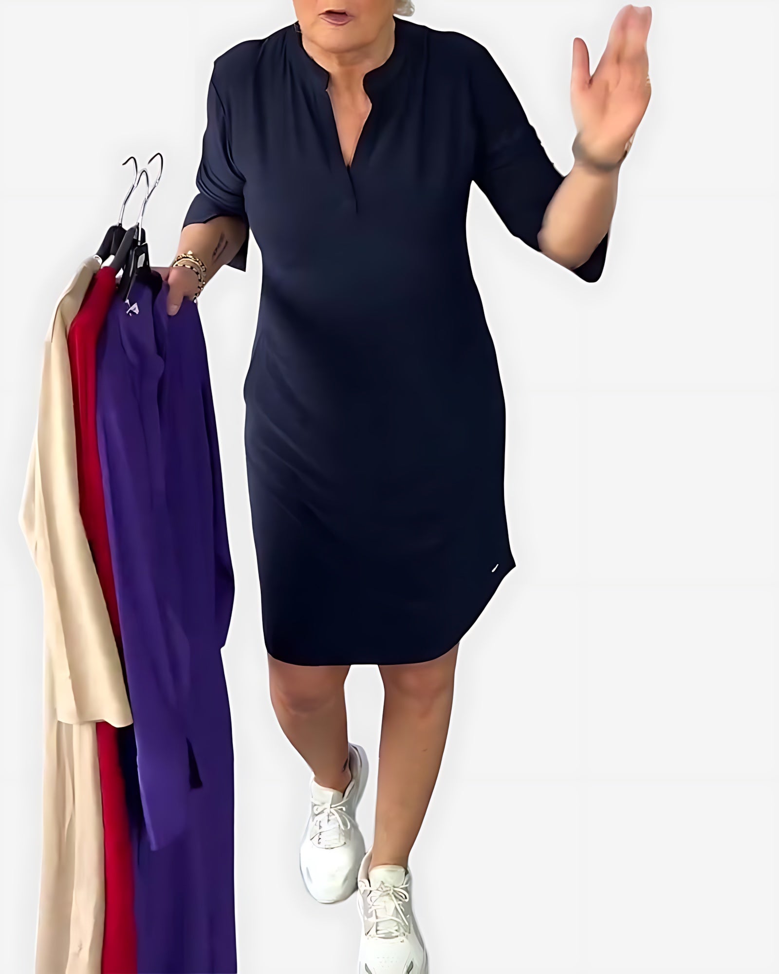 Aaliyah – Collared V Neck Shift Dress