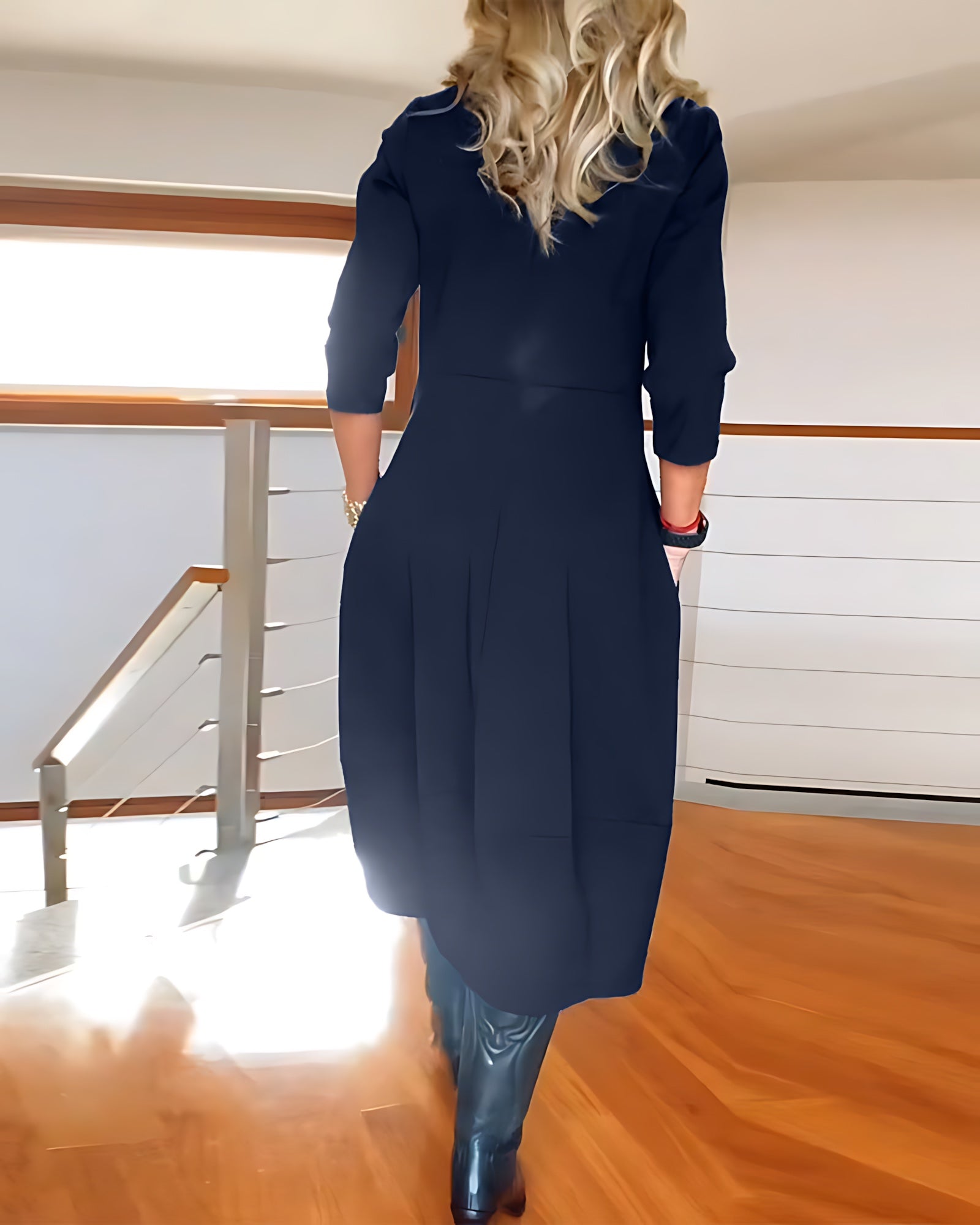 Aaliyah – Scoop Neck Long Sleeve Cocoon Maxi Dress
