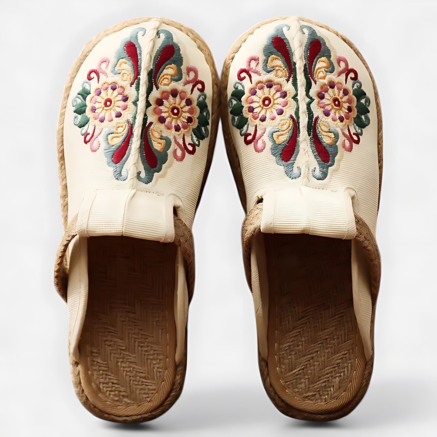 Abigail – Floral Embroidered Closed Toe Mules