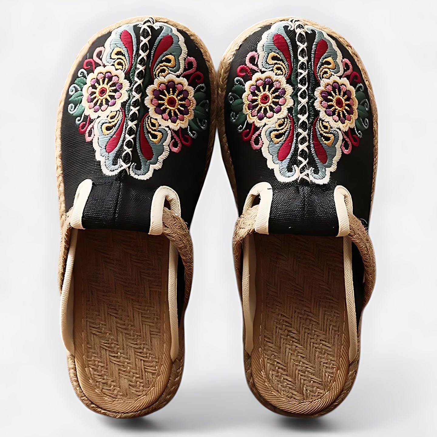 Abigail – Floral Embroidered Closed Toe Mules