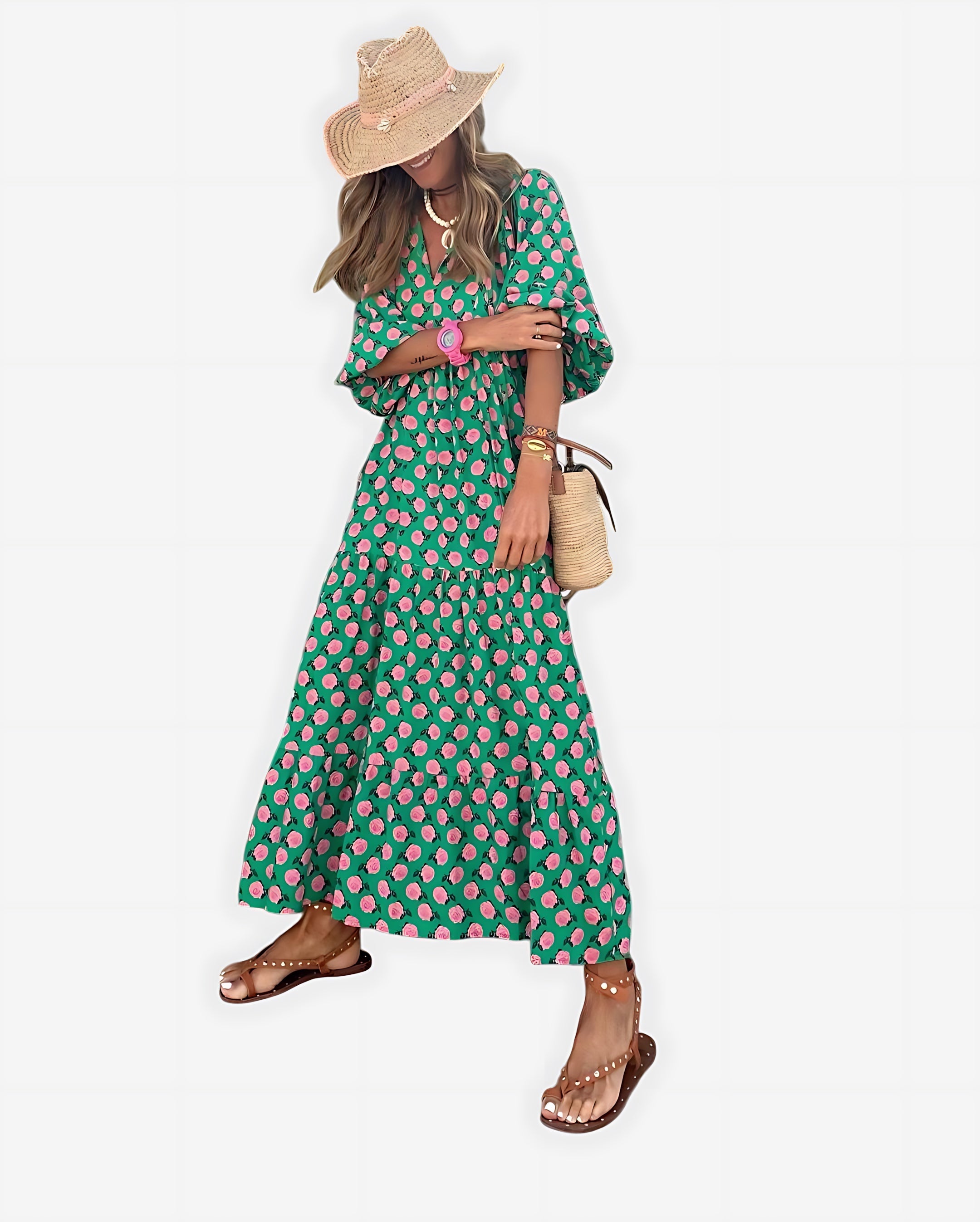 Abigail – Floral Print Oversized Boho Maxi Dress