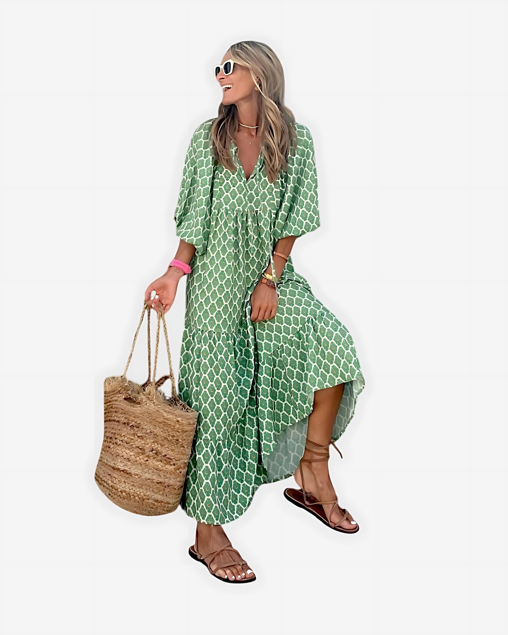 Abigail – Floral Print Oversized Boho Maxi Dress