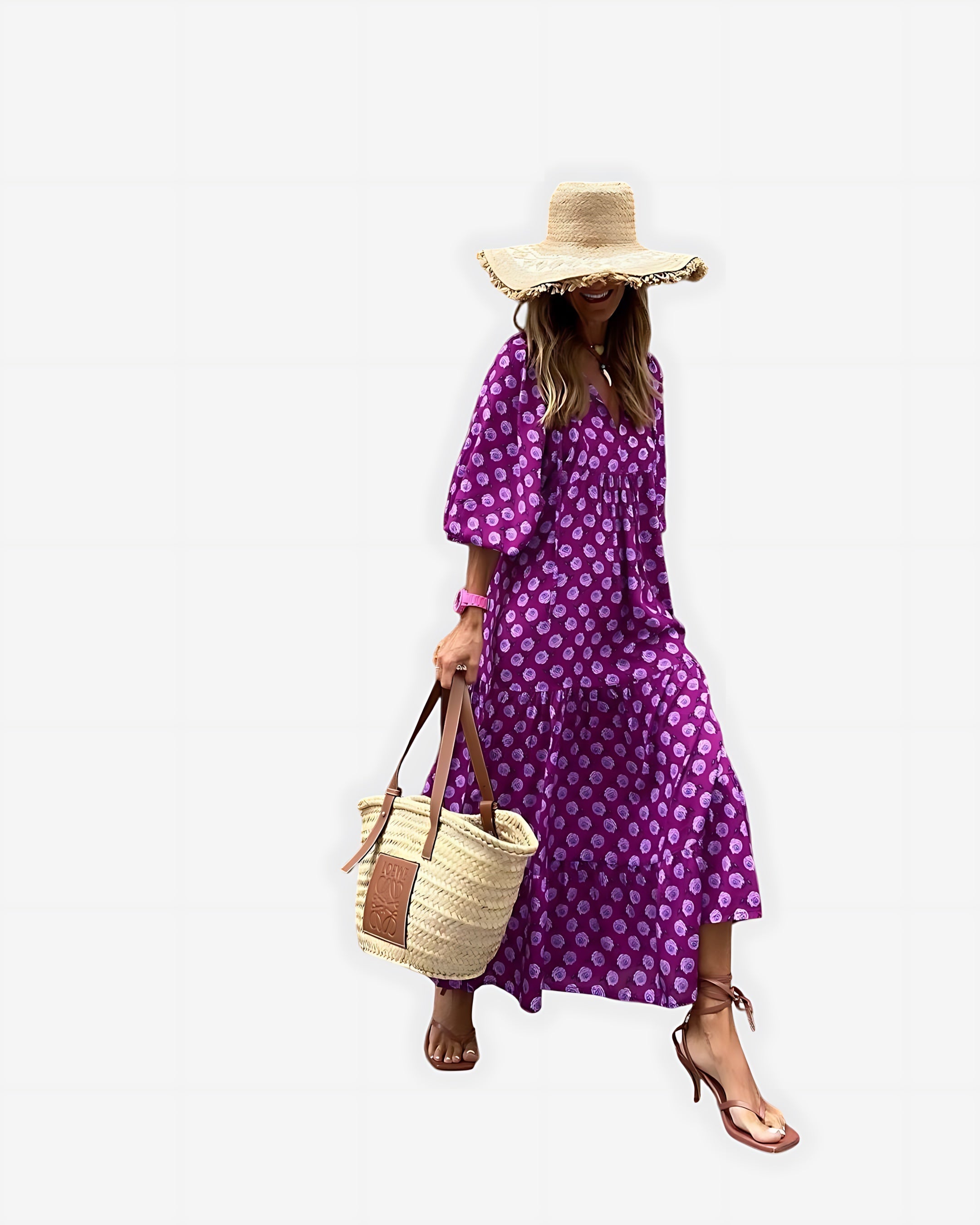 Abigail – Floral Print Oversized Boho Maxi Dress