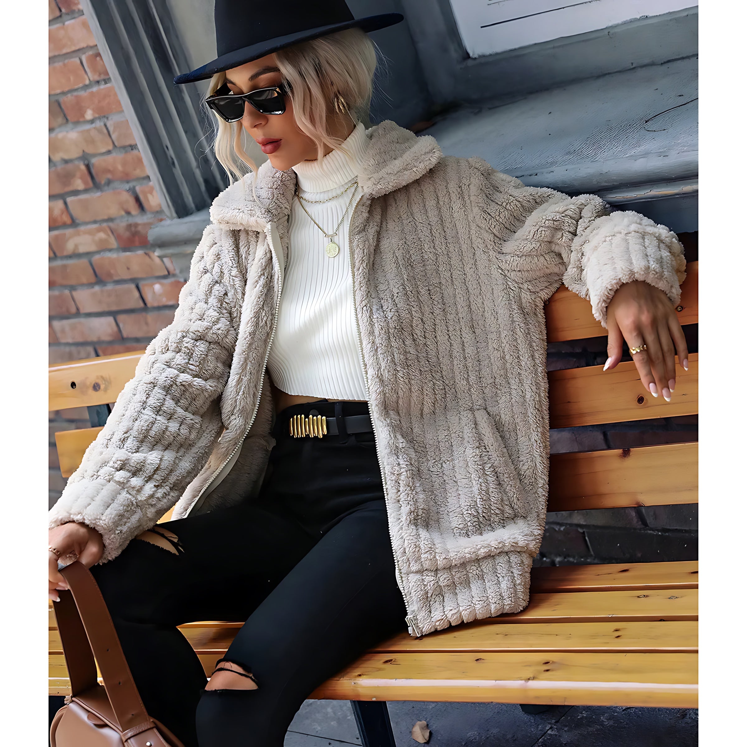 Abigail – Plush Teddy Zip Up Jacket