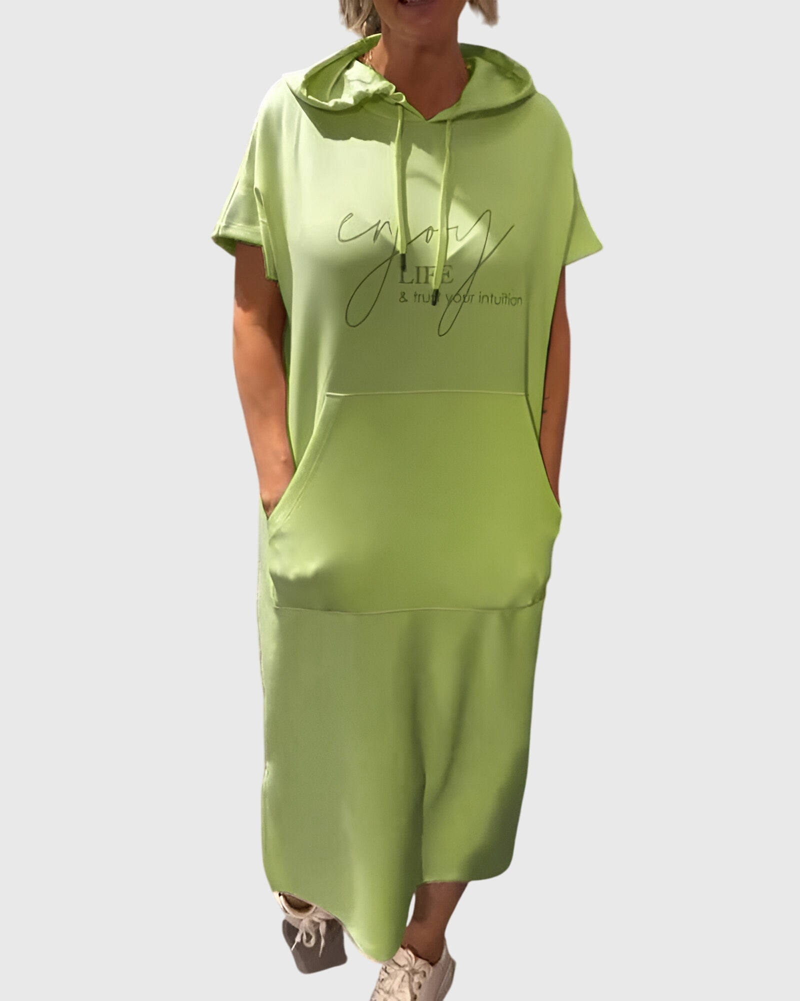 Anouk – Short Sleeve Midi Hoodie Dress
