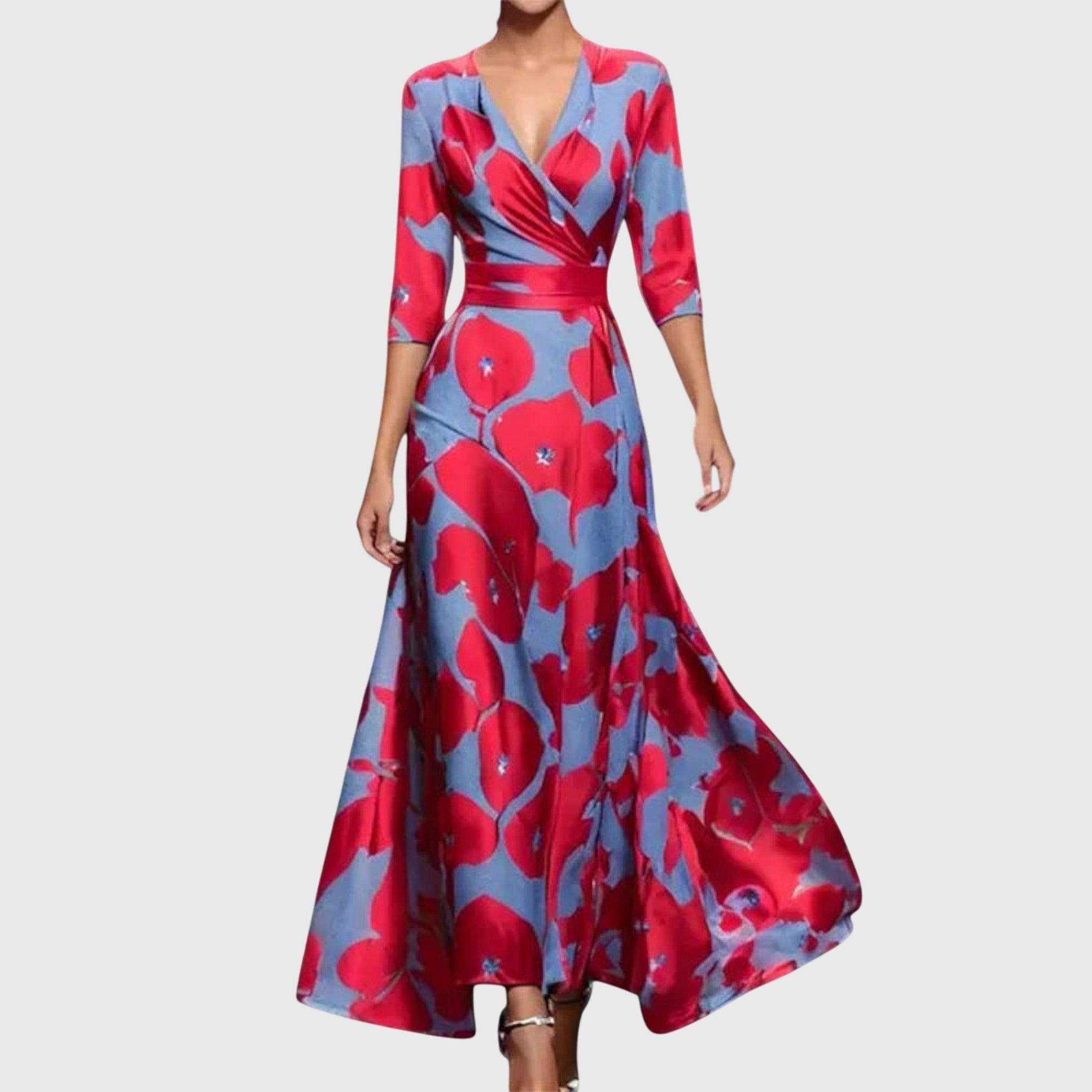 Adelaide – Floral Print Wrap Long Sleeve Maxi Dress