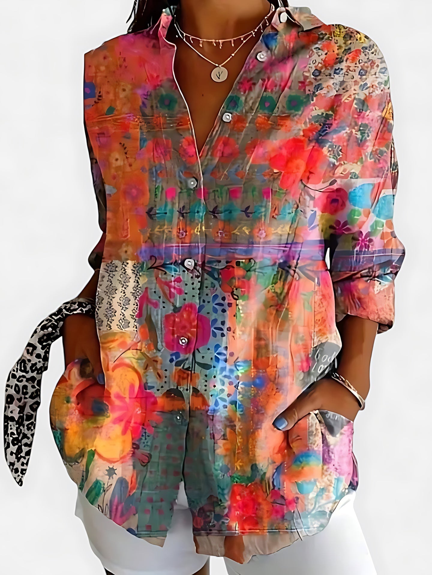 Ada – Abstract Print Button Up Blouse