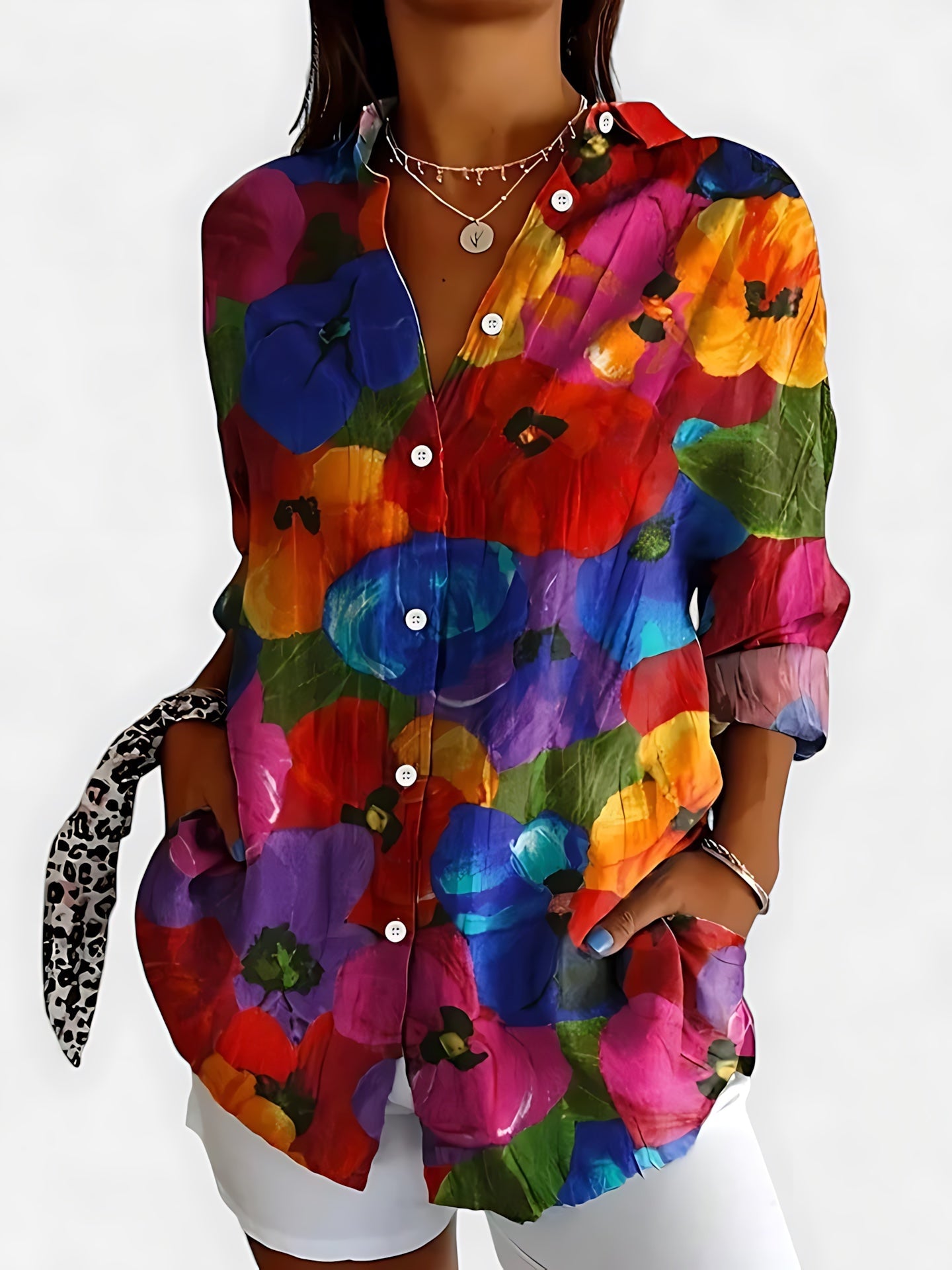 Ada – Abstract Print Button Up Blouse