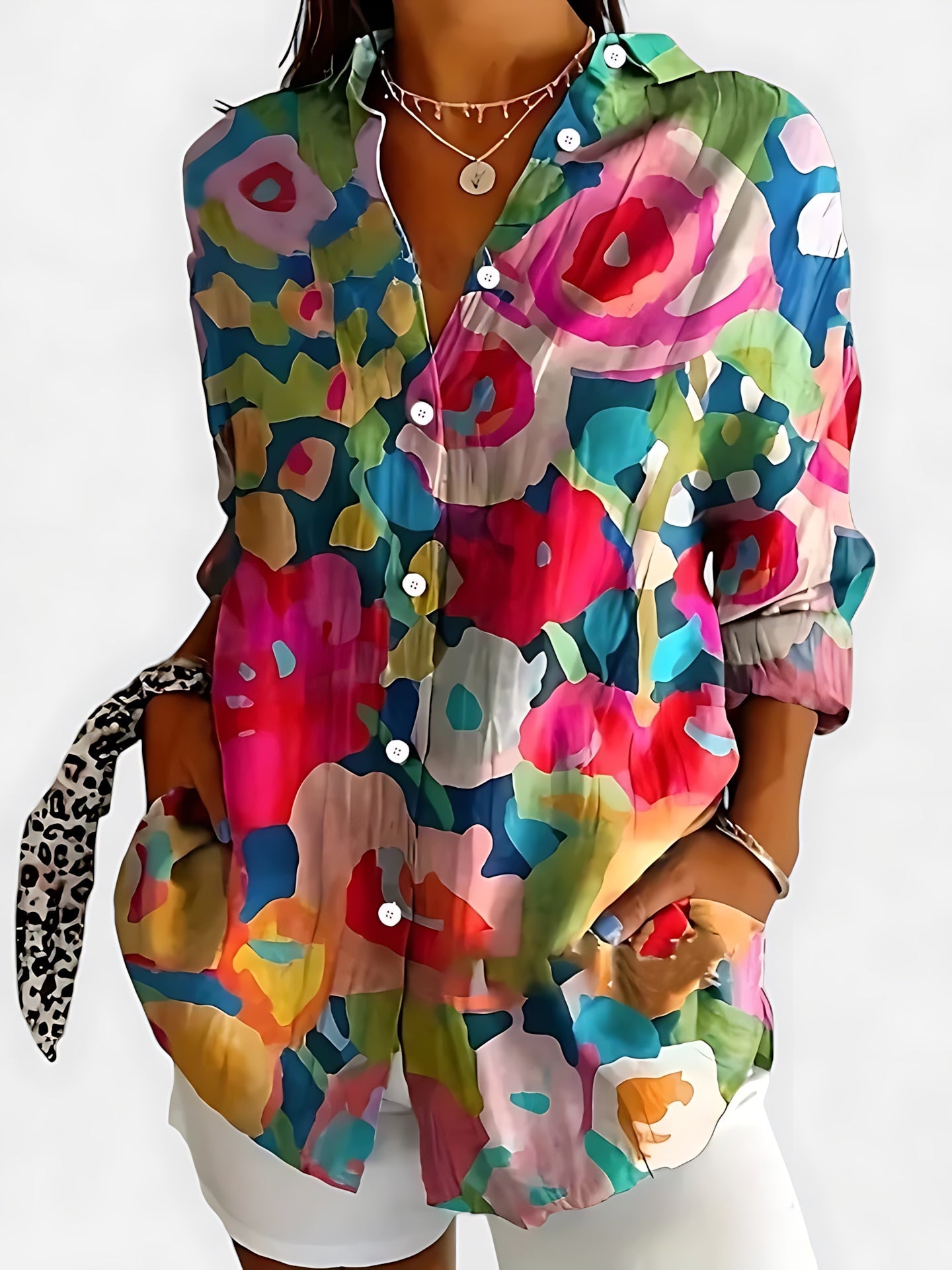 Ada – Abstract Print Button Up Blouse