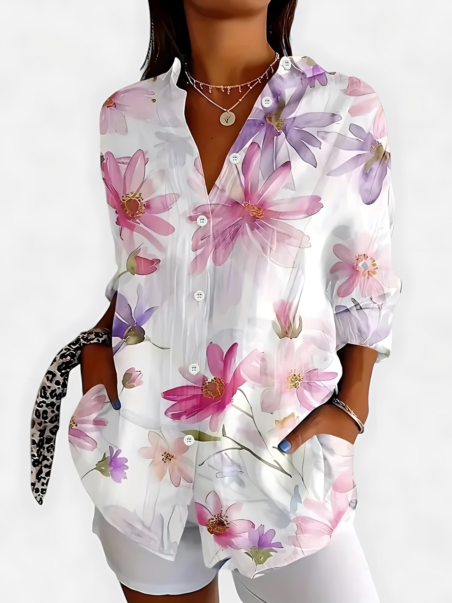 Ada – Abstract Print Button Up Blouse