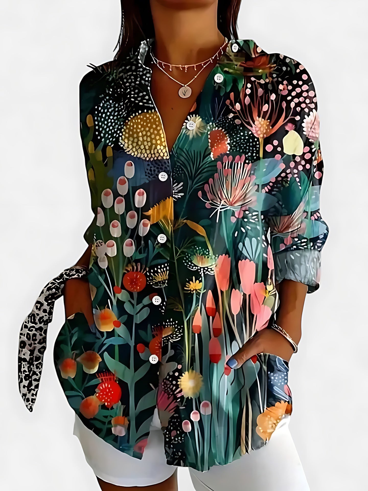 Ada – Abstract Print Button Up Blouse