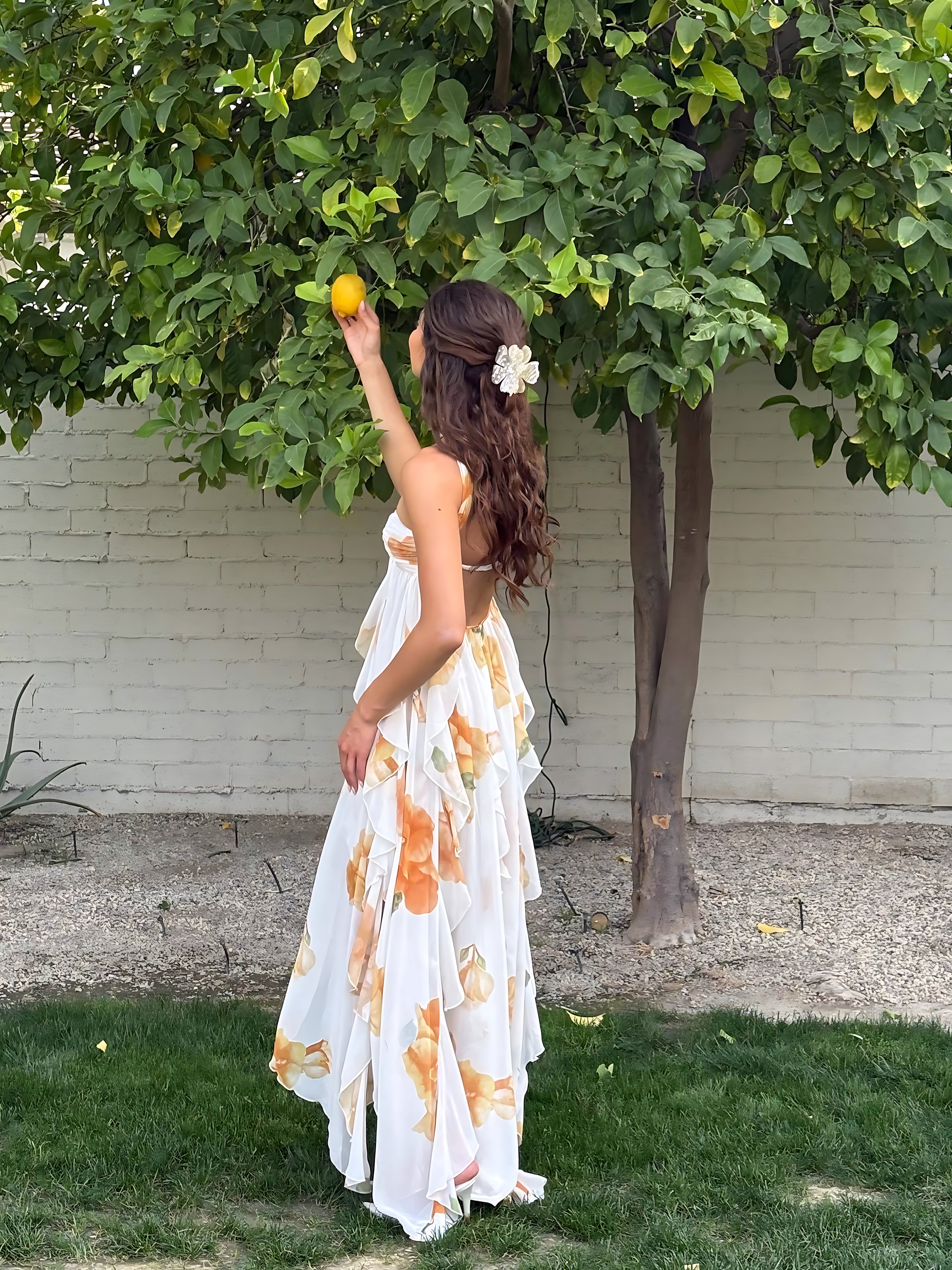 Ada – Floral Strapless Ruffle Summer Maxi Dress