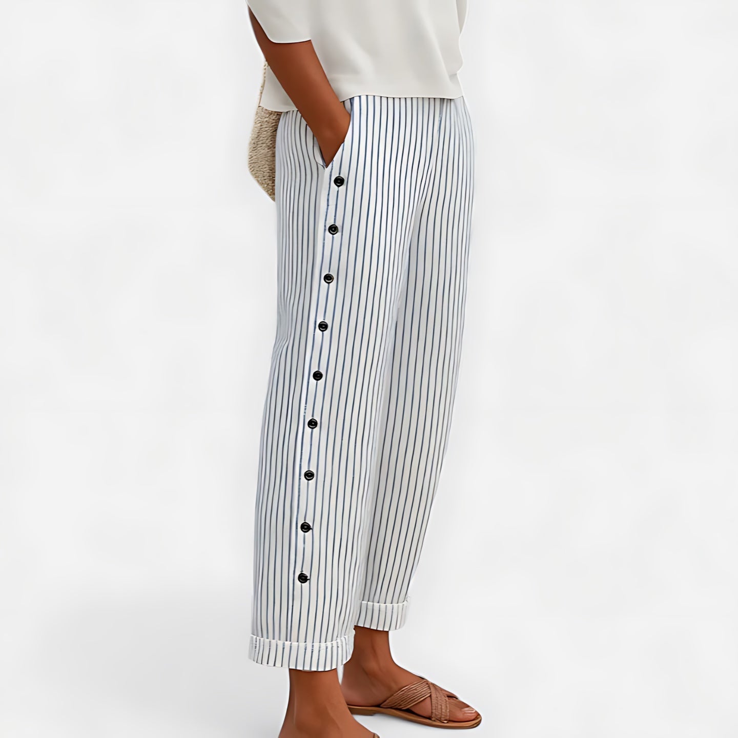 Ada – Striped Cropped Tapered Pants