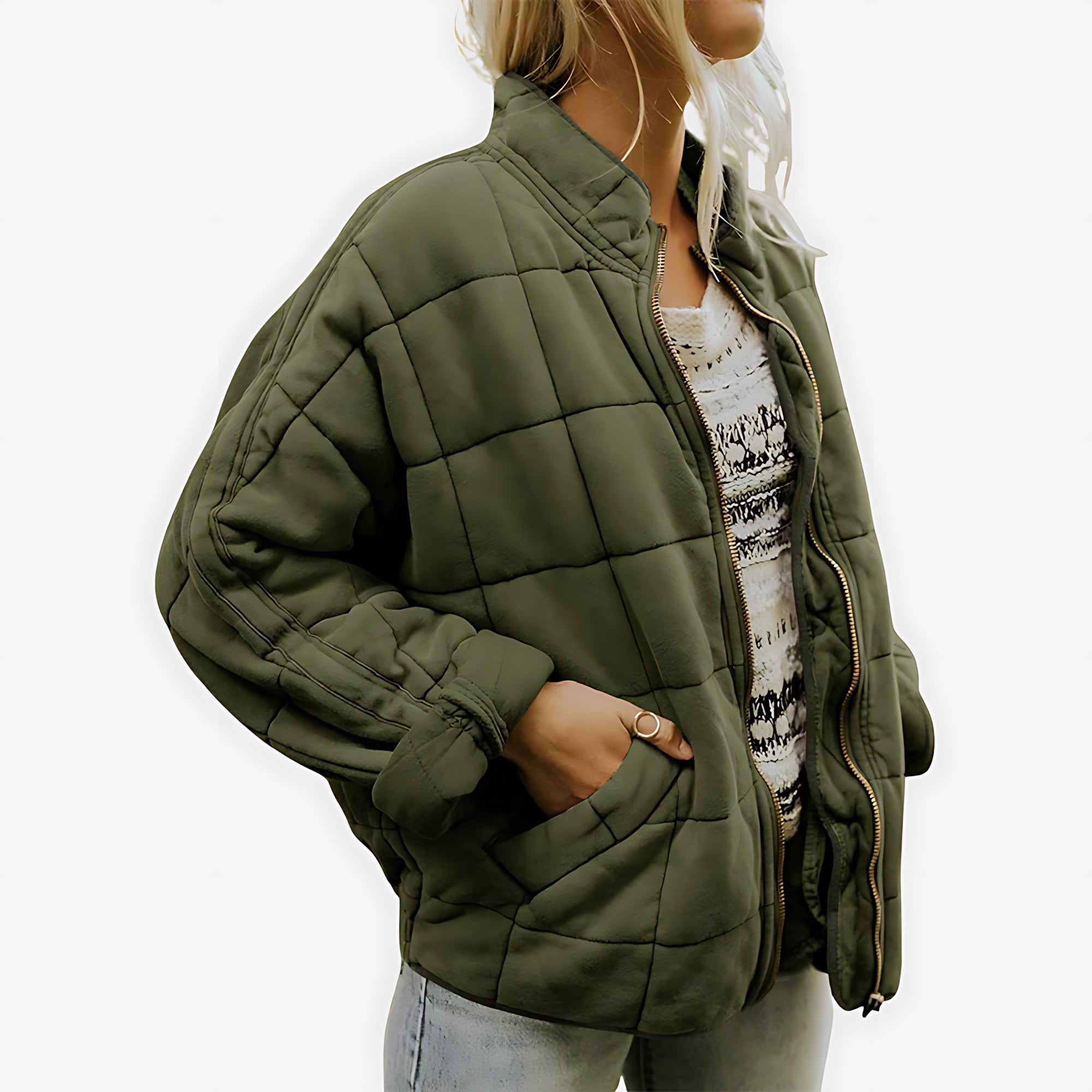 Adaline – Quilted Stand Collar Puffer Jacket