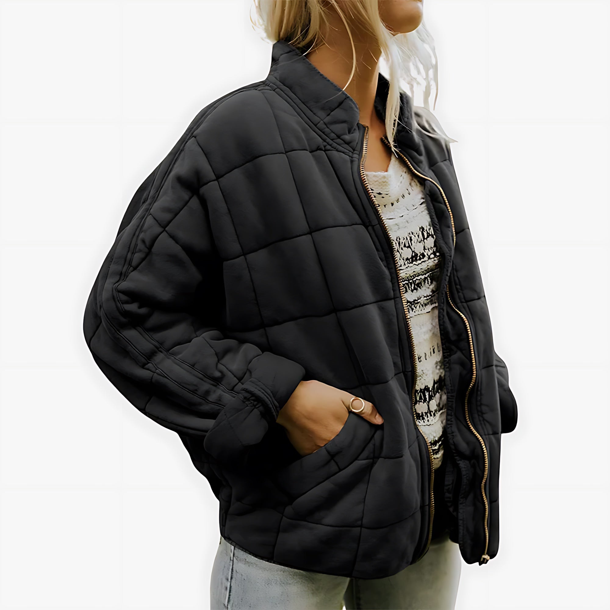 Adaline – Quilted Stand Collar Puffer Jacket