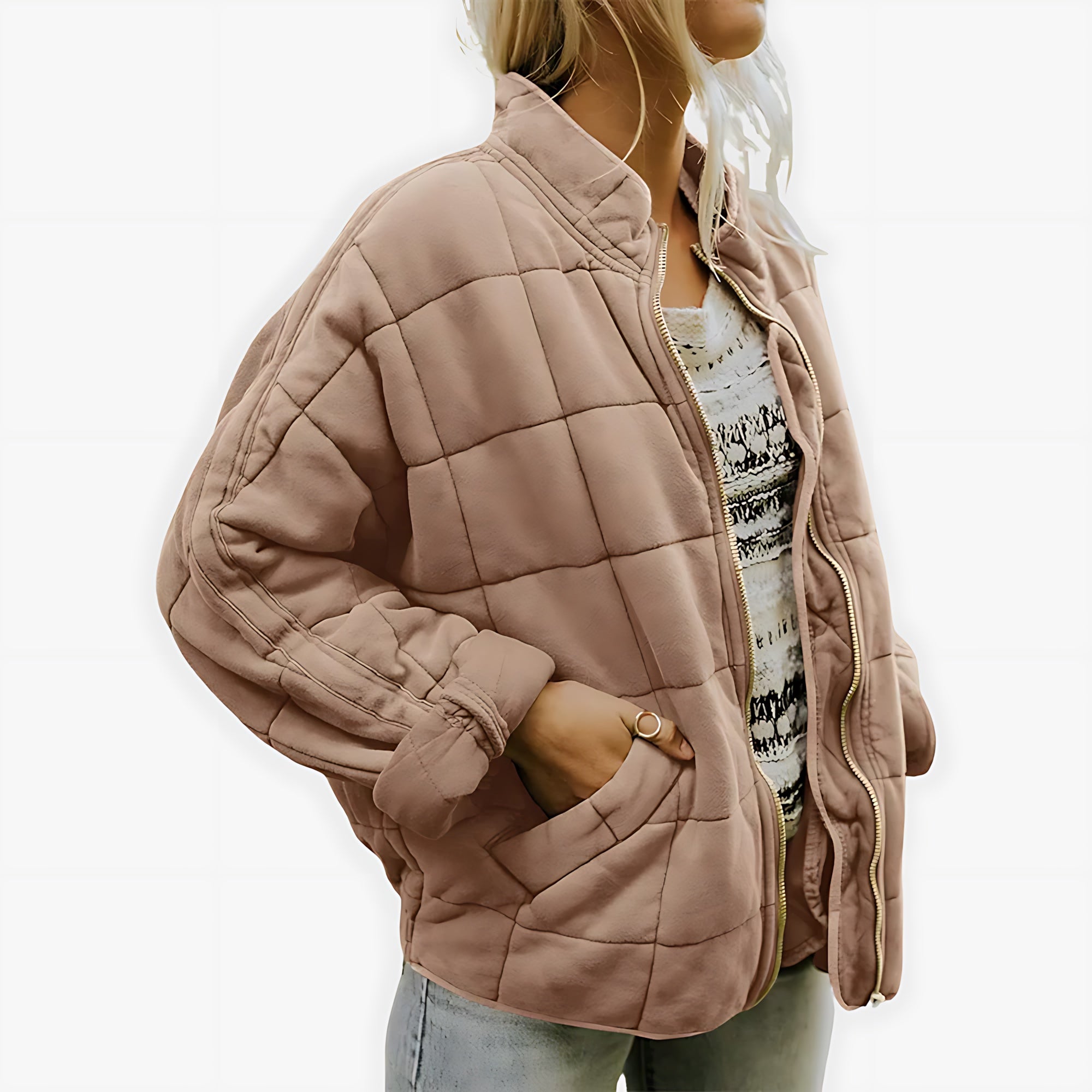 Adaline – Quilted Stand Collar Puffer Jacket