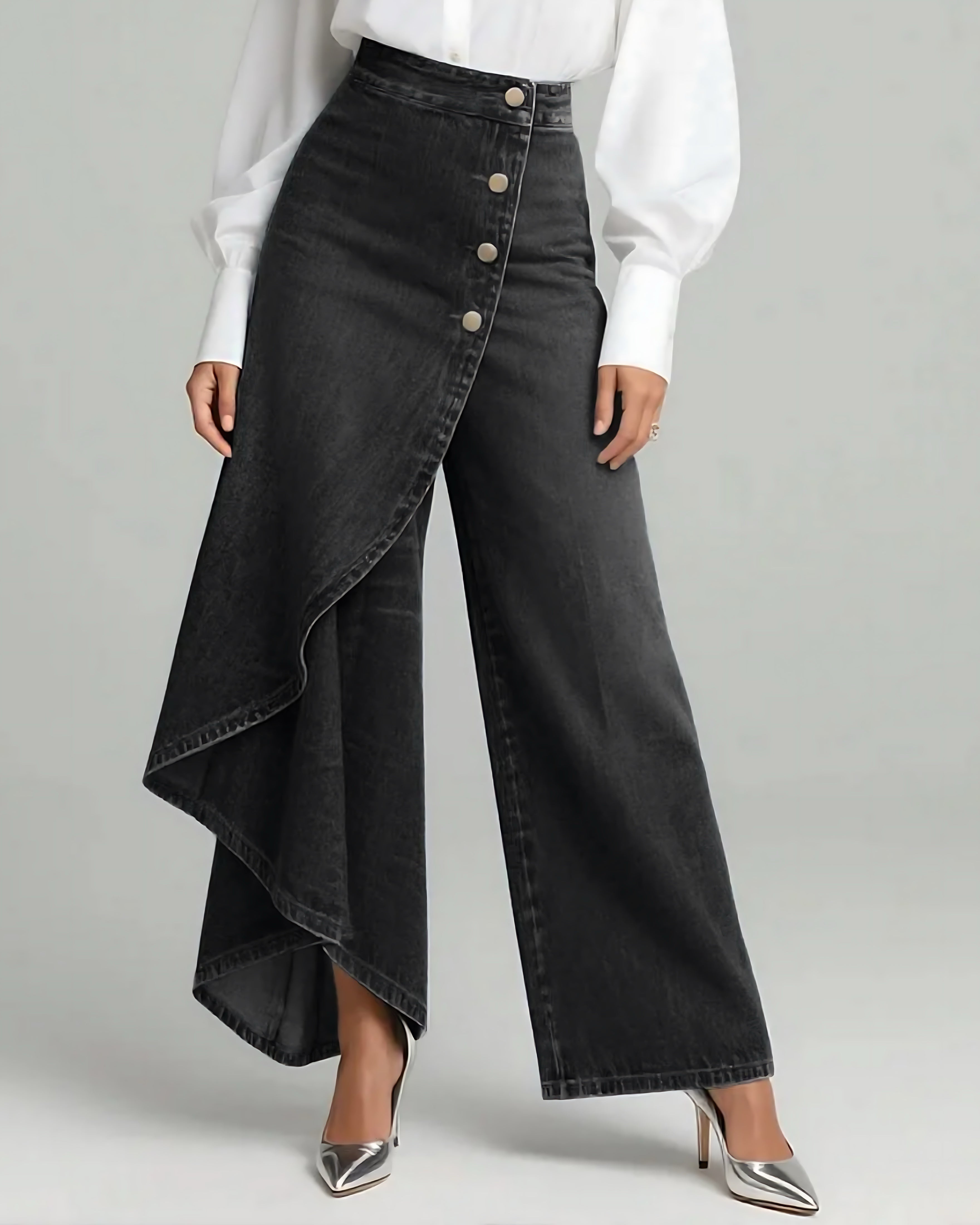 Adalynn – Asymmetric Wrap Denim Pants