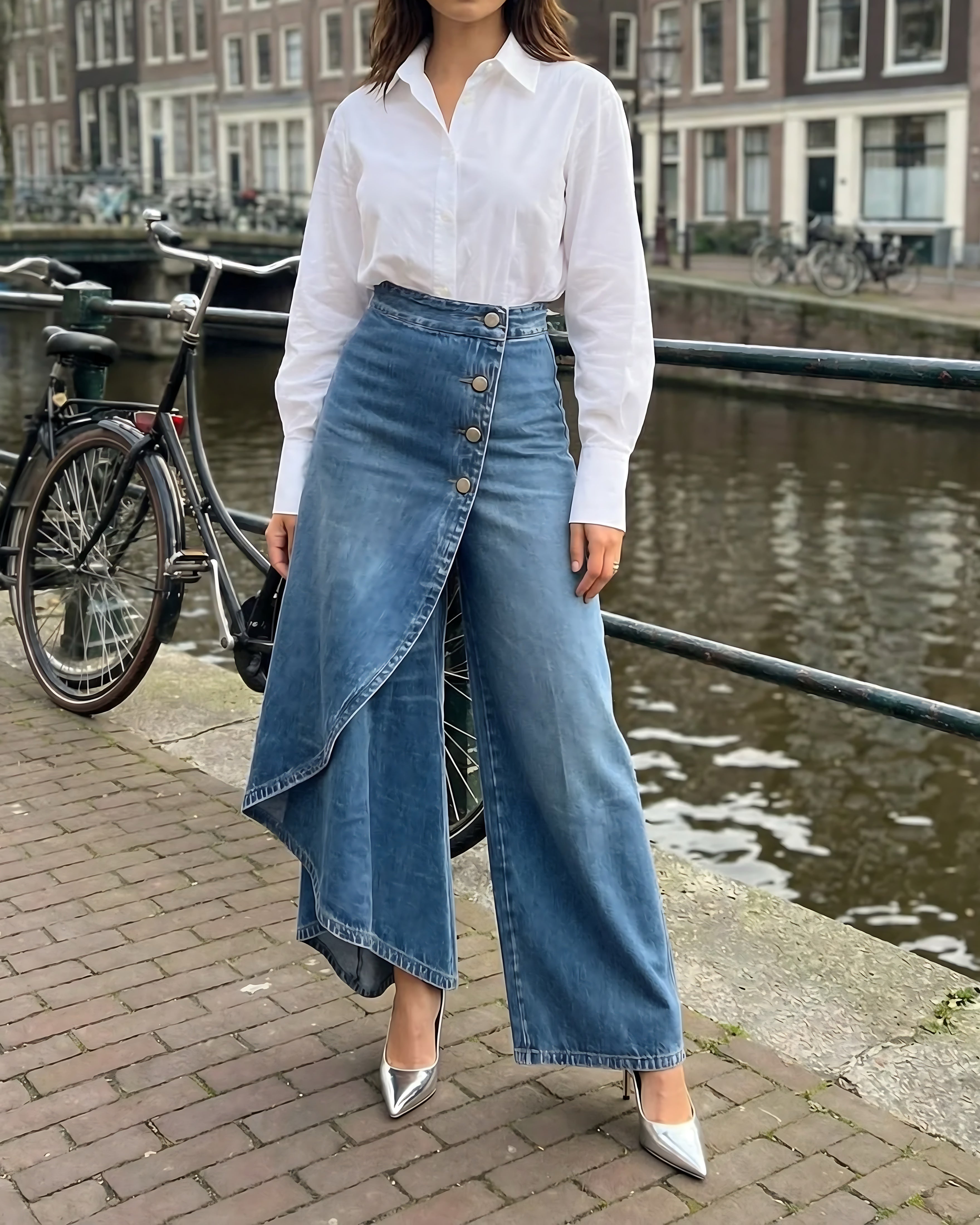 Adalynn – Asymmetric Wrap Denim Pants