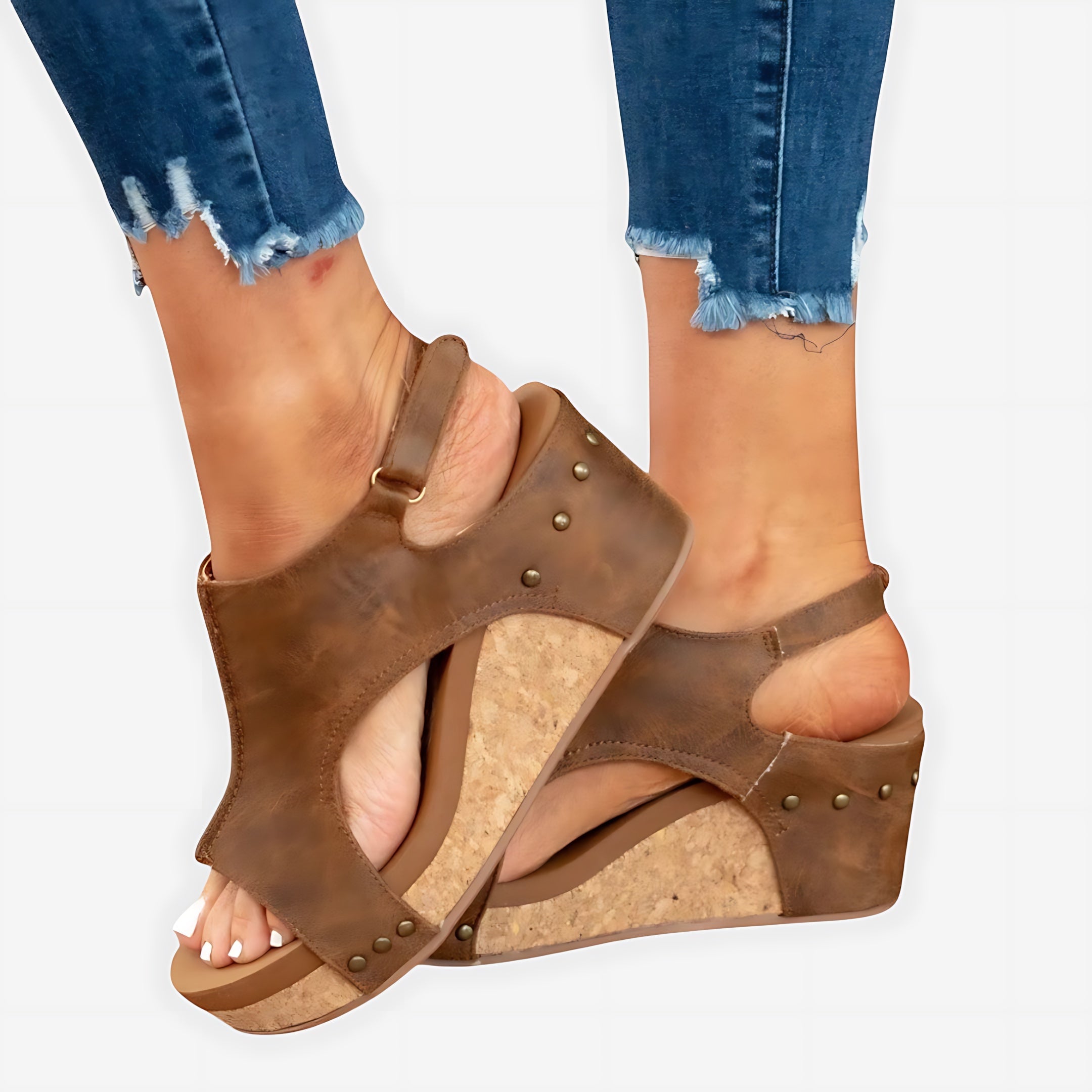 Adalynn – Suede Peep Toe Low Wedge Sandals