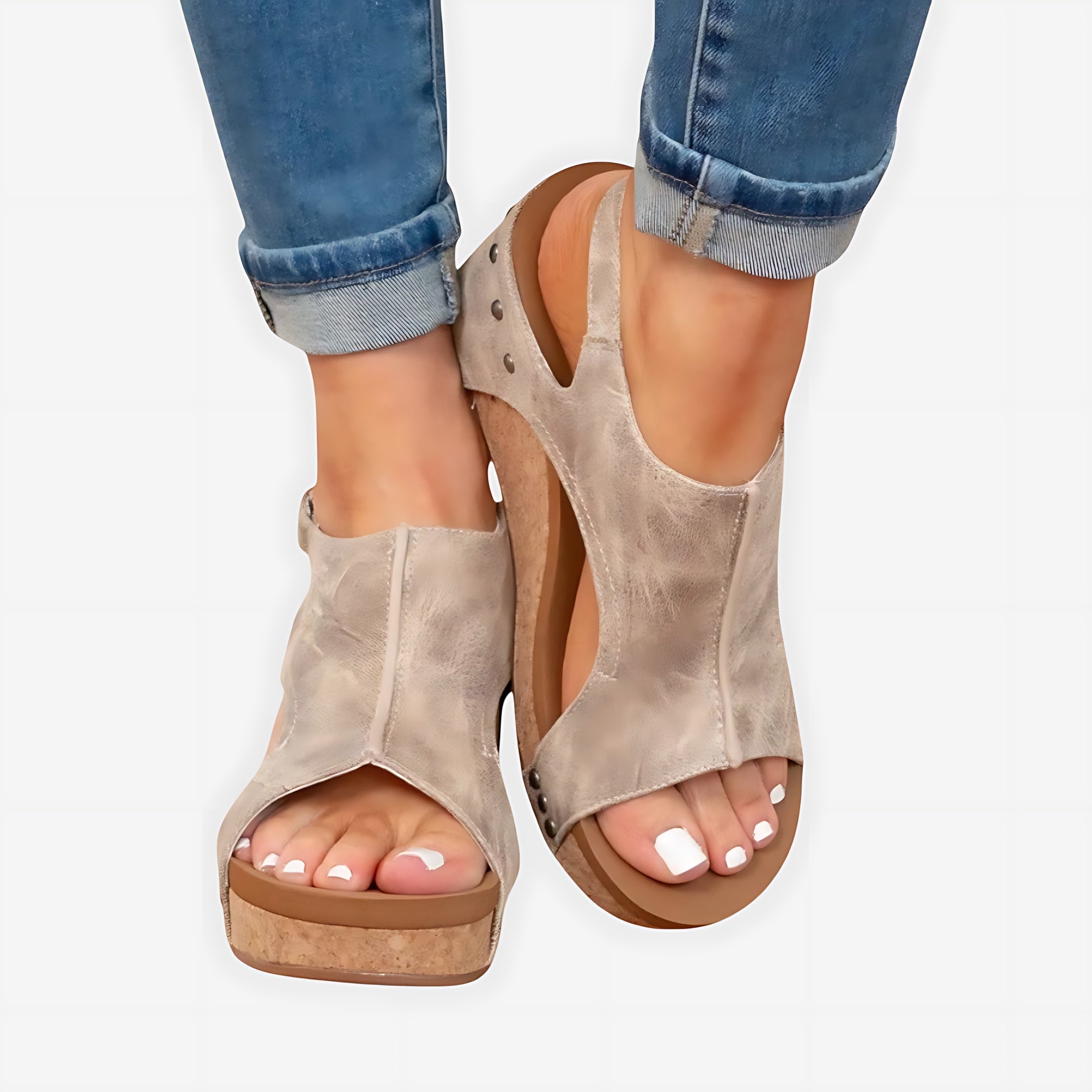 Adalynn – Suede Peep Toe Low Wedge Sandals