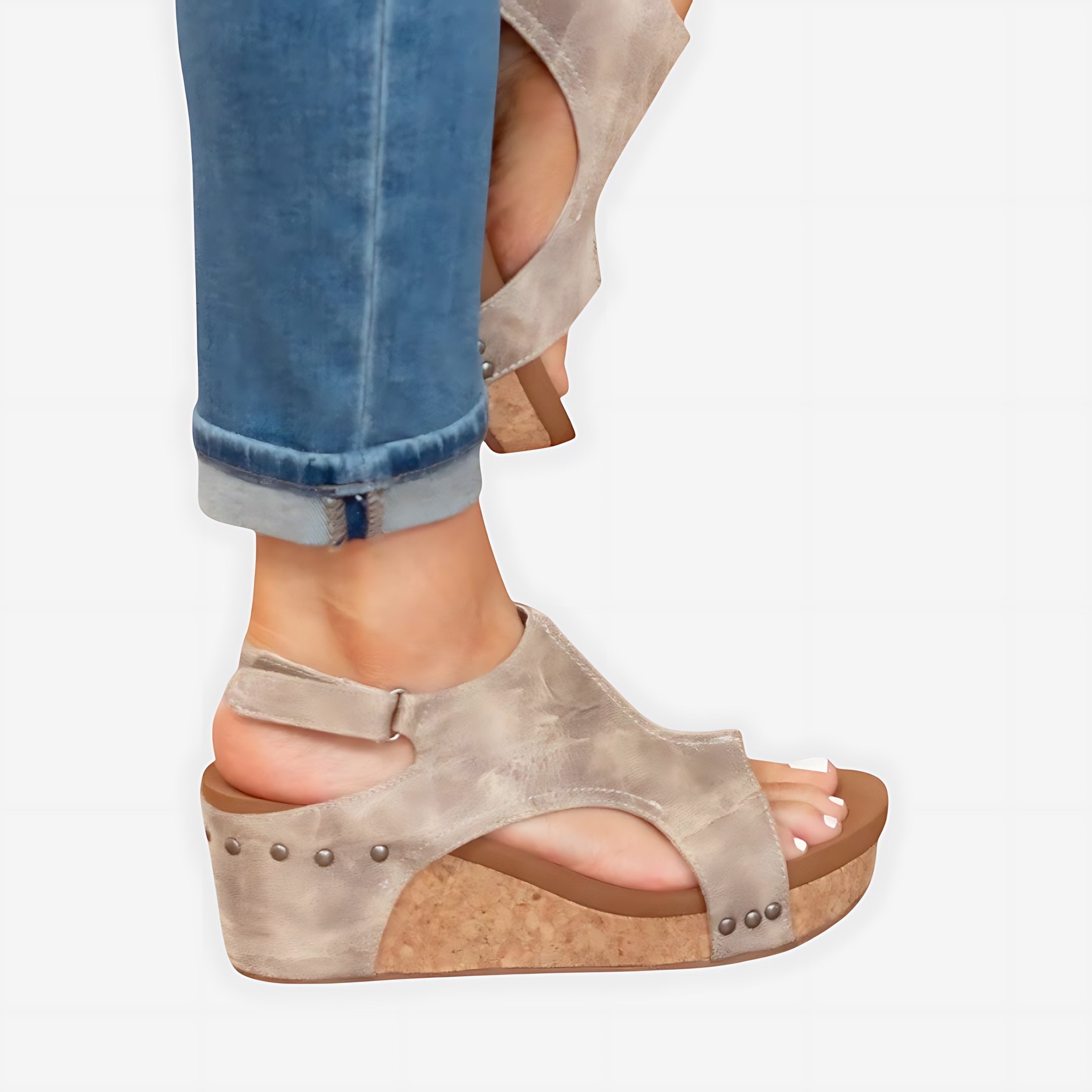 Adalynn – Suede Peep Toe Low Wedge Sandals