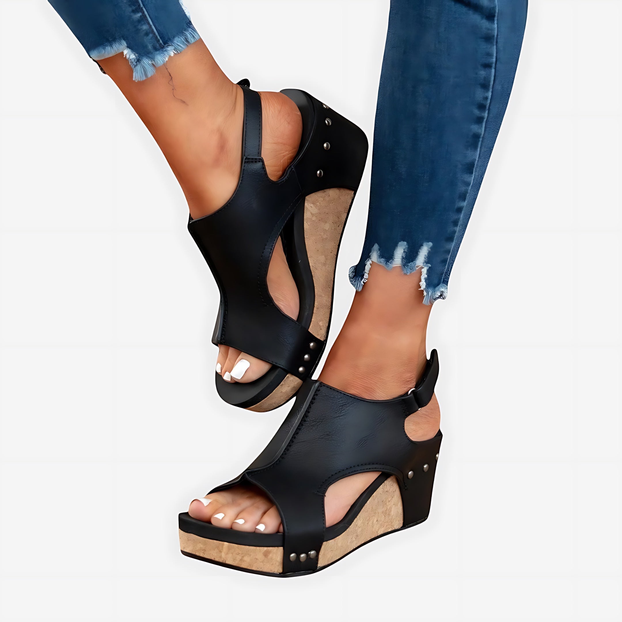 Adalynn – Suede Peep Toe Low Wedge Sandals