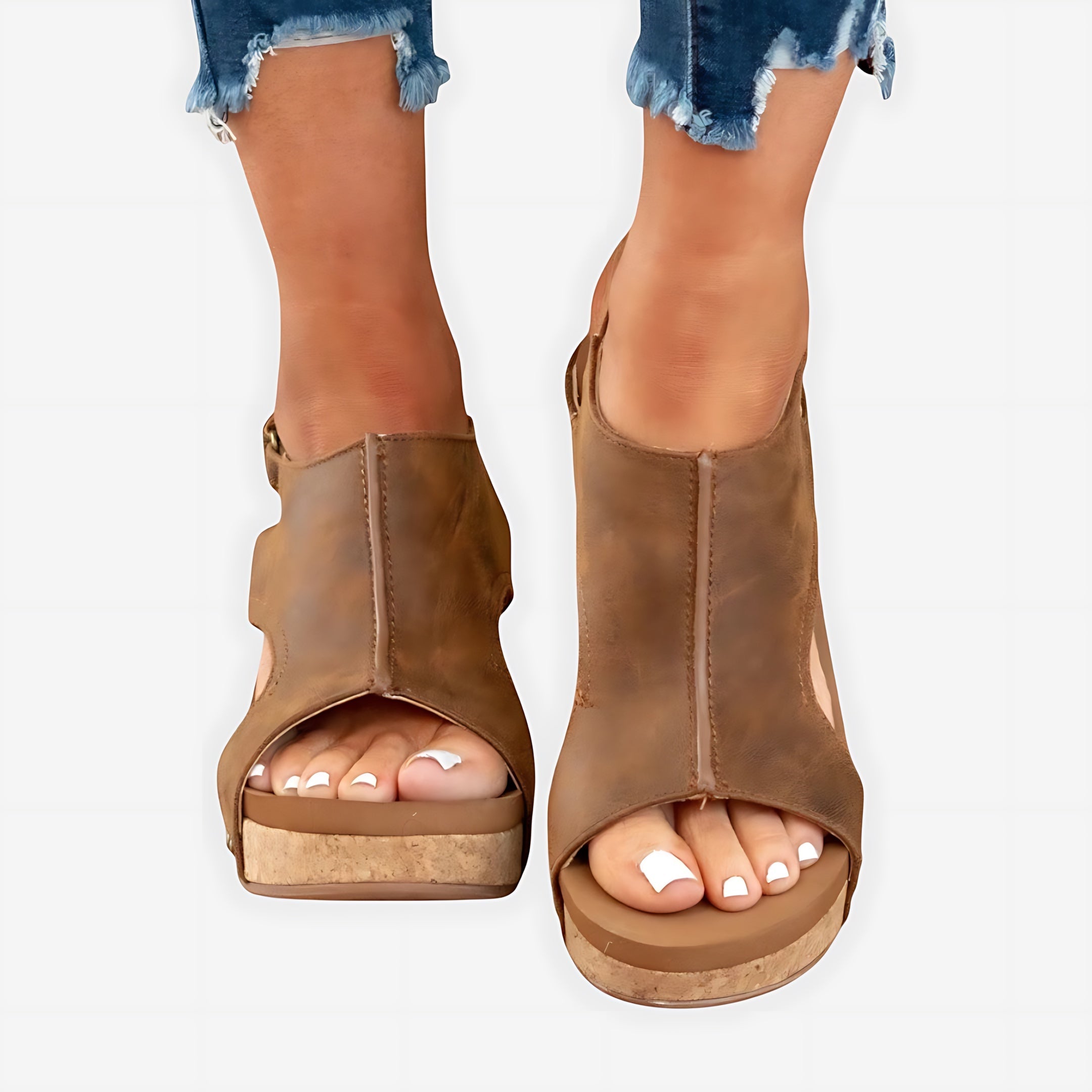 Adalynn – Suede Peep Toe Low Wedge Sandals
