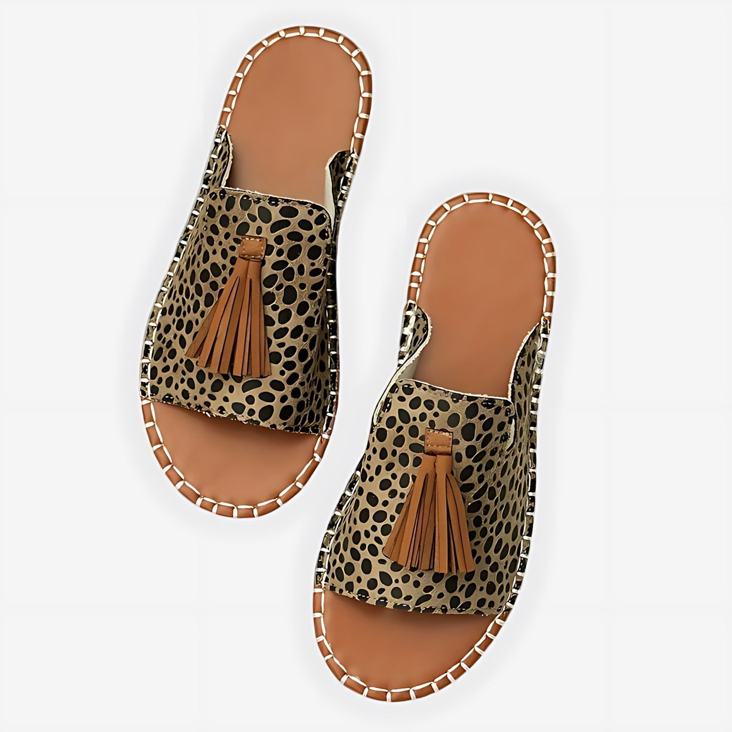 Adelaide – Boho Print Beaded Slide Sandals