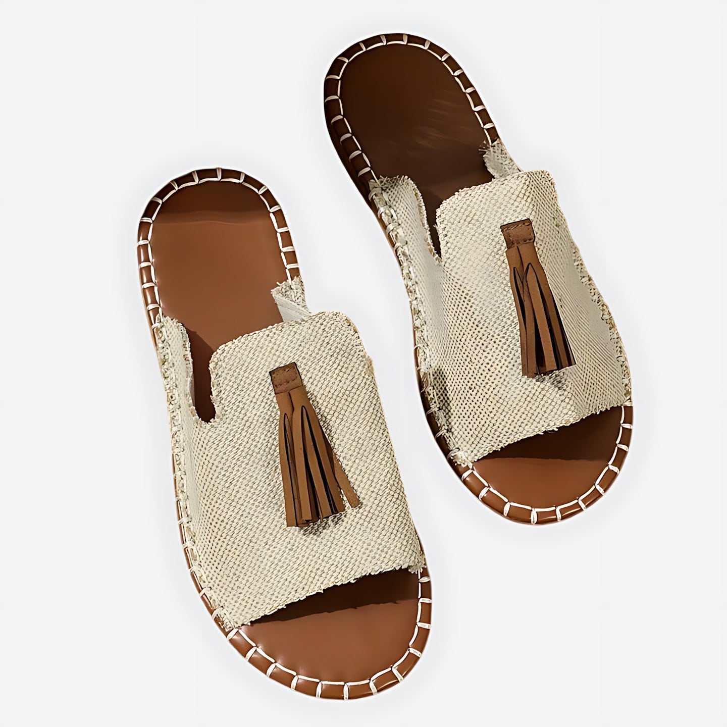 Adelaide – Boho Print Beaded Slide Sandals