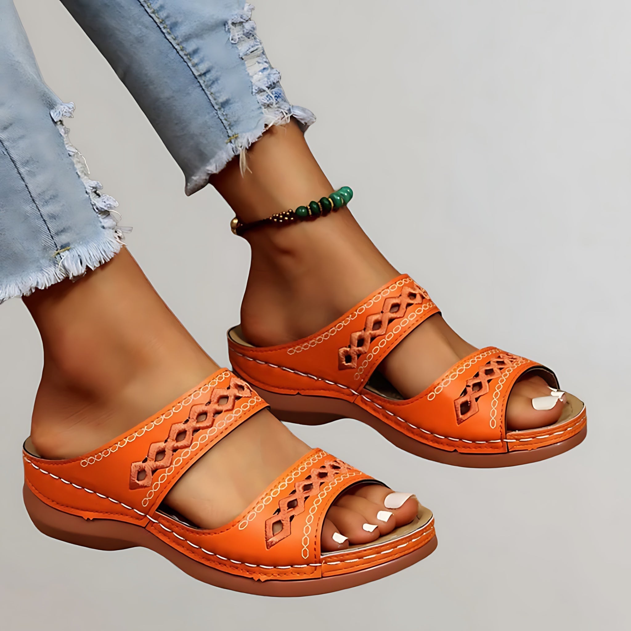 Adelaide – Cutout Low Wedge Slide Sandals